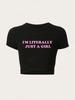 Y2K Funny Slogan Crop T-Shirt Women’s Slim Fit Streetwear Graphic Tee