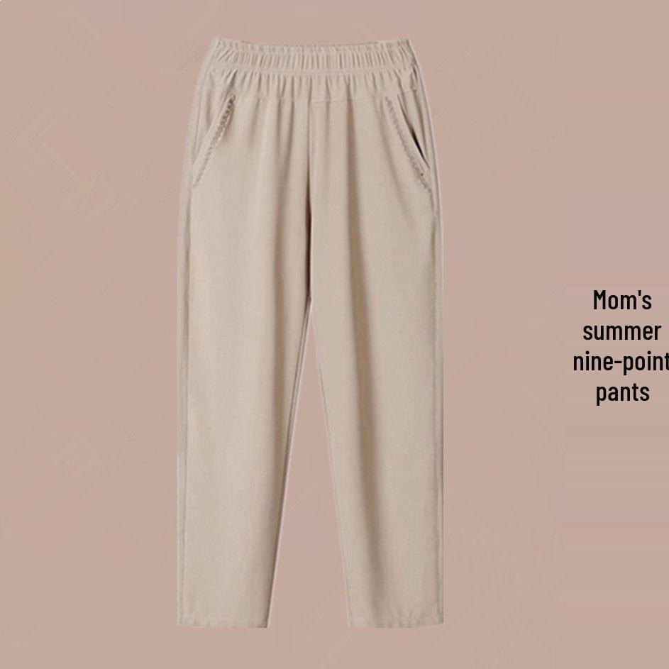 

Mid-Age Women s High-Waisted Casual Harem Pants - Nine-Point, Summer-Weight, Versatile Fit L (100-115 jin)