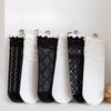 Lace Hollowed-out Mesh Princess Socks, Black and White Retro Black Ear-trimmed Women's Pile-up Socks, Long Socks