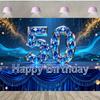 Alles Gute zum 50. Geburtstag mit Fotohintergrund zum Thema Blaue Edelsteine, Geburtstagsparty für Erwachsene, Familienfeier Dekoration Fotohintergrund