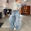 Women's Retro Letter Print High Street Wide Leg Jeans