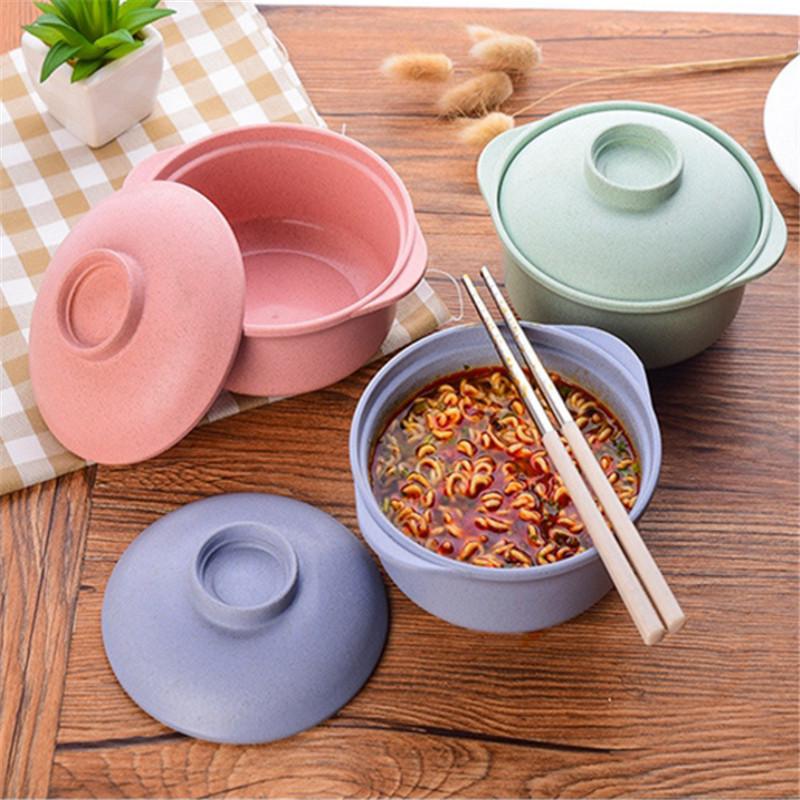 Creative Wheat-Scented Student Soup Bowl with Lid, Ideal for Lunch or Instant Noodles. Nordic Rice