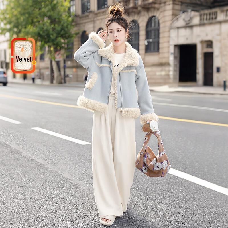 

Women s Soft Warm Lapel Long Sleeve Winter Jacket L