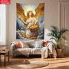 Engel mit goldenen Flügeln, der Münzen hält, Wandteppich, Wandbehang, Spirituelle Kunst, Dekoration, Heimdekoration, Schlafzimmer, Wohnzimmer, Bohème-Stil
