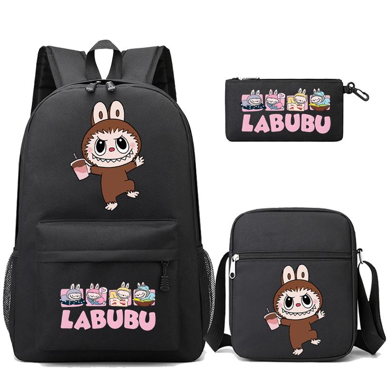 3Pcs/set Cartoon Printed Backpack Teenager Student Boy Girl Schoolbag Larger Capacity Bagpack Travel Bag Kid Gift Mochila