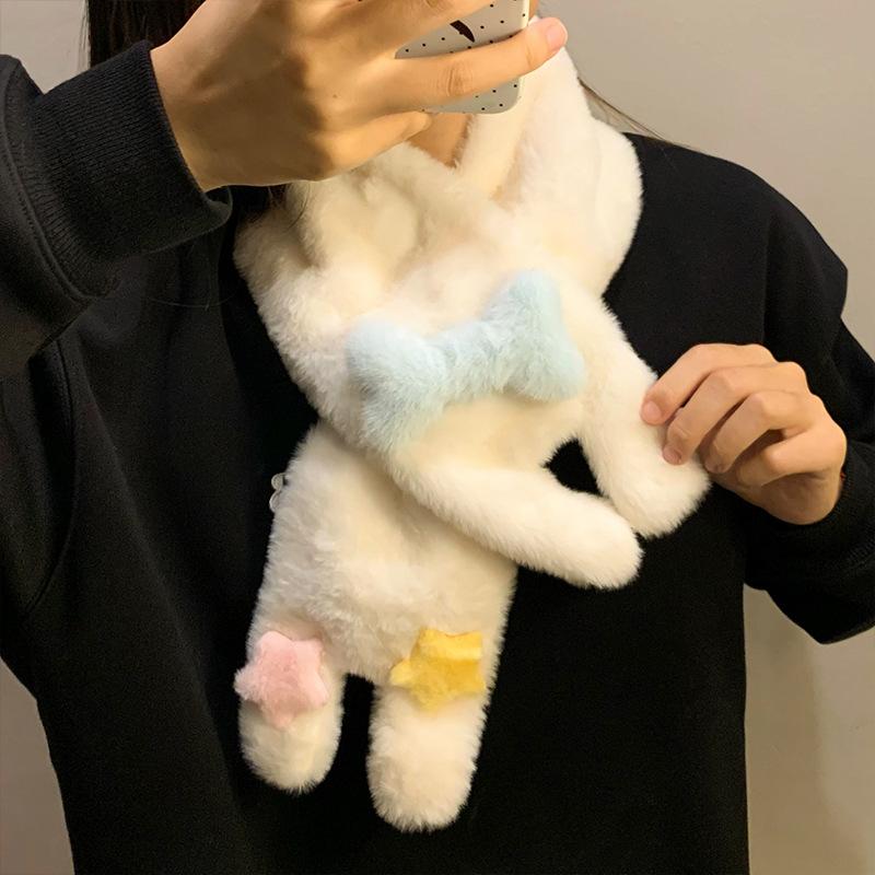 Cartoon-Stern Fünf-Finger-Handschuhe weiblich süß Plüsch verdickt warm pelzig winddichter Schal
