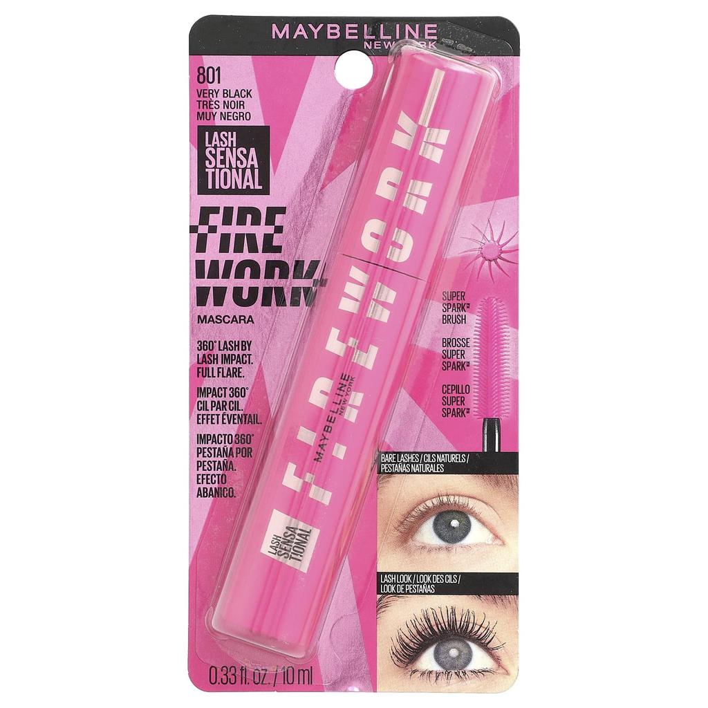 Maybelline, Lash Sensational, Firework Mascara, 801 Very Black, 10ml (0.33fl oz)