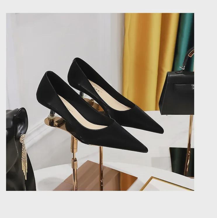 European & American Style Mid-Heel Stiletto Pumps - Sexy, Elegant, Pointed Toe, Shallow Mouth, Spring Fashion for Women