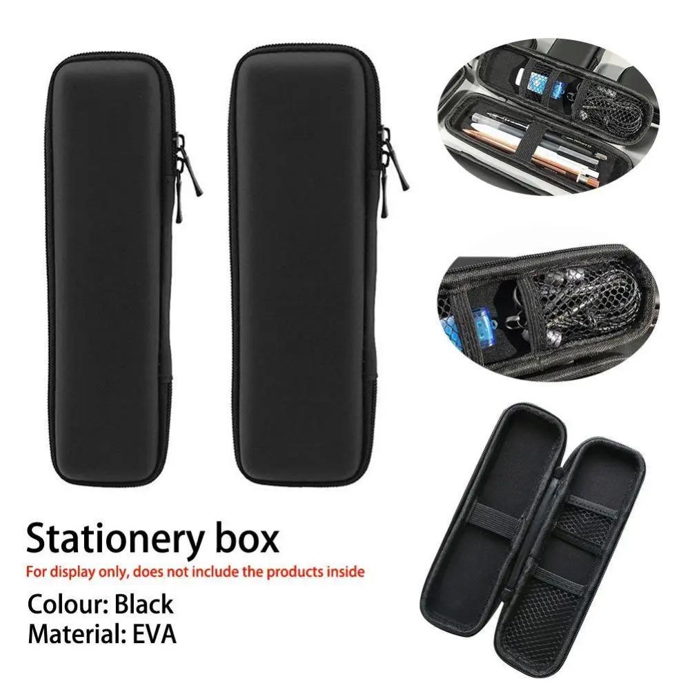 New Office Students Black EVA Hard Shell Stylus Pens Pouch Earphone Mesh Storage Organizer Pencil Zipper Case School Supplies