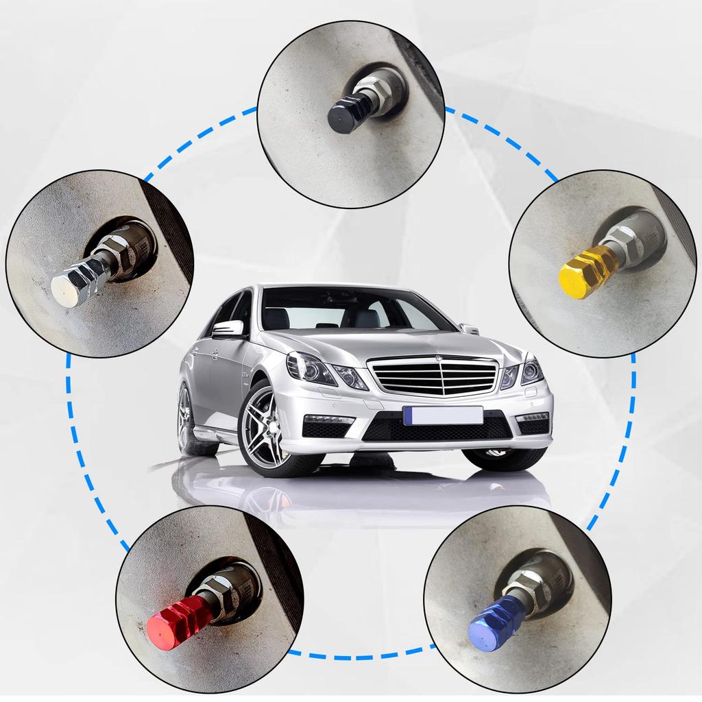 EKIND Tire Air Valve Cap, Gunmeta, 5 Piece Set, Car, Motorcycle, Dress Up Parts,