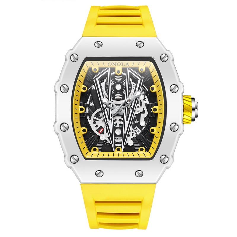 

1PC Luxury Watch Men s Fashion Casual Multifunctional Silicone Tape Waterproof Quartz Watch White Blue жовтий
