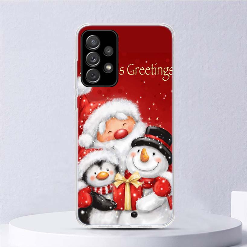 Frohe Weihnachten Cartoon Nette Schnee Weichen Fall Für Samsung Galaxy A52 A53 A32 A22 A12 5G Telefon Abdeckung A33 A23 a13 A72 A73 A02S A03S