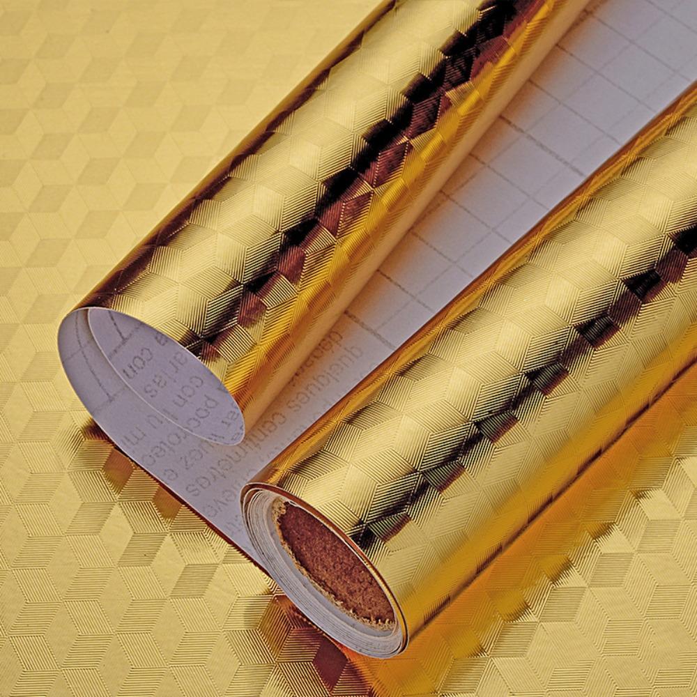 40CMx10M Kitchen Oil-proof Sticker PVC DIY Self-adhesive Kitchen Wallpaper Metal texture Thickened Cabinet Wallpaper