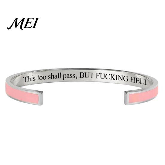 Inspirational Bracelet This Too Shall Pass Mantra Cuff Bracelet, Adjustable Engraved Motivational Gift for Encouragement Bangle Hidden Information