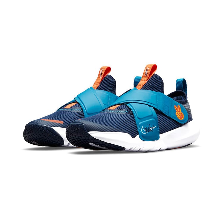Nike Flex Advance SE Hook and loop Low top Running Shoes Blue Orange Children Aged 3 7 Years Old DC5562-400