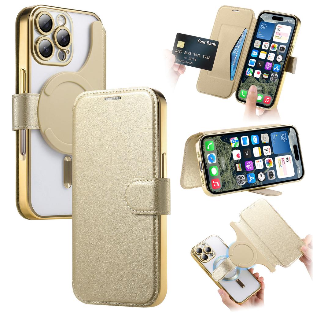 CASENEO For iPhone 16 Pro Case with Lens Film TPU Inner Shell Detachable Leather Phone Cover