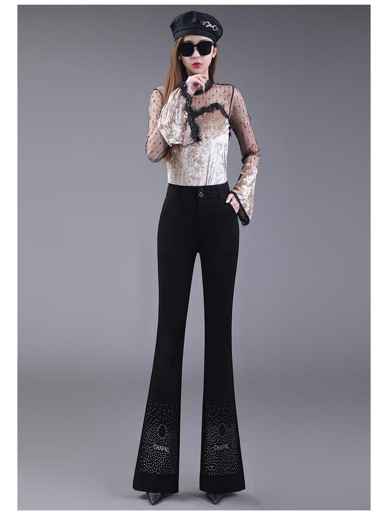 Women's High Waist Slim Fit Black Flared Pants - Spring/Summer 2023 Collection