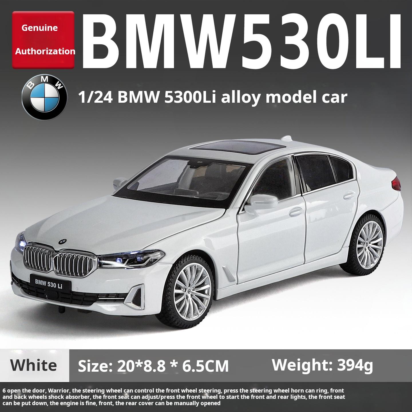

1/24 Scale Officially authorized BMW 530 Alloy Diecast Classic Car Model Sound Light Pull Back Kid Gift Collect toy белый