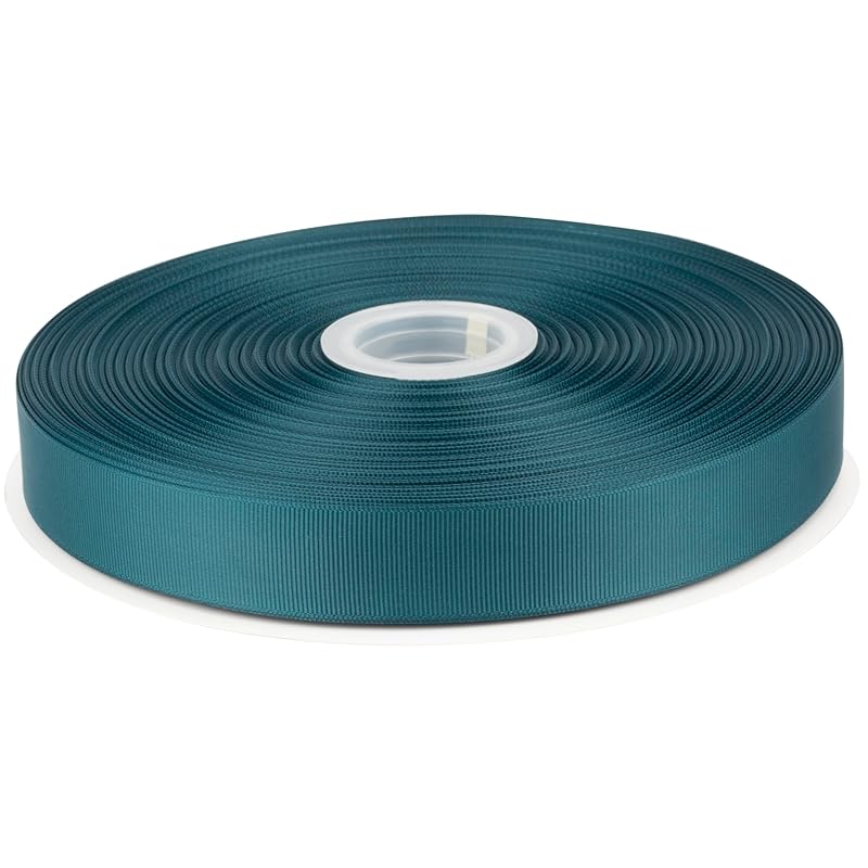 

[Tekdeere]Width 25mm solid teal grosgrain ribbon, perfect for gift wrapping, sewing, hair accessories, wedding decorations - 91m/roll
