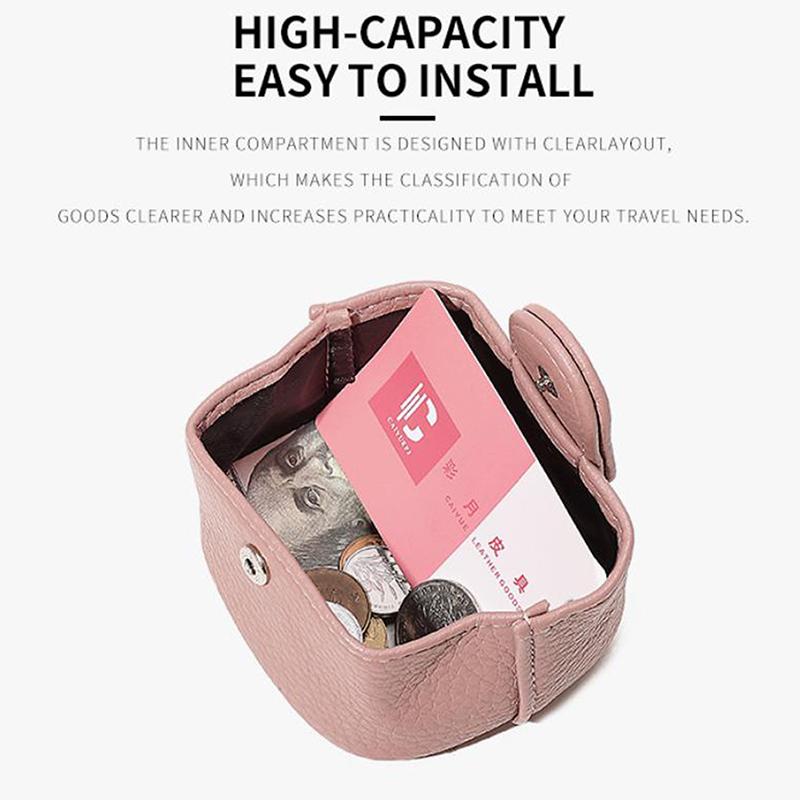 Solid-Color Mini Coin Storage Purse Leather Change Purse For Women Buckle Key Earphone Storage Bag For Outgoing Shopping
