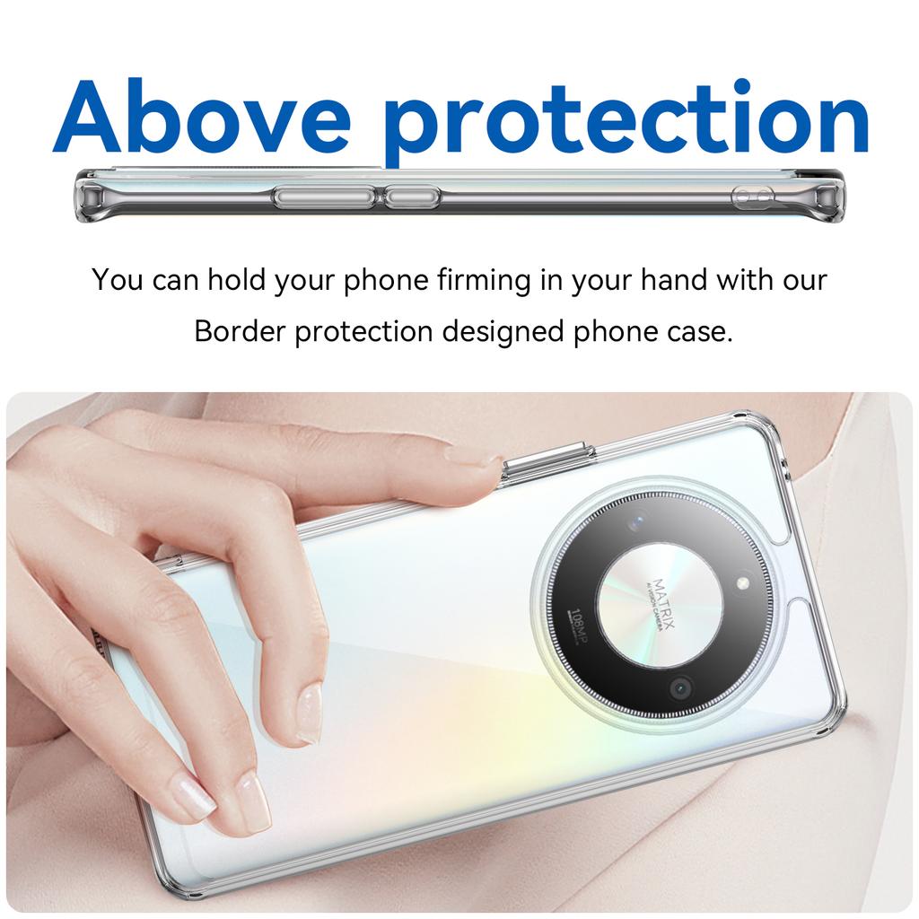 WANLONFENG MF Series for Honor X9b 5G Case TPU+Acrylic Clear Phone Cover with Tempered Glass Film