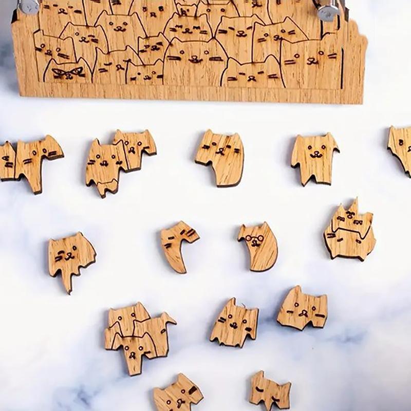 

100 пазлов «Кошки» Уникальные деревянные пазлы в форме животных Сложная семейная игра для взрослых и детей Сложная головоломка Игрушка в подарок