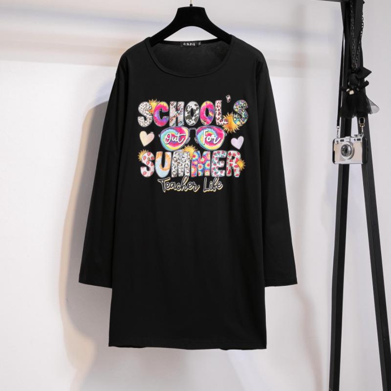 Women's Korean Style Plus Size Solid Color Long Sleeve T-Shirt - Fashionable Hot Stamping, Casual and Versatile for Autumn 2025