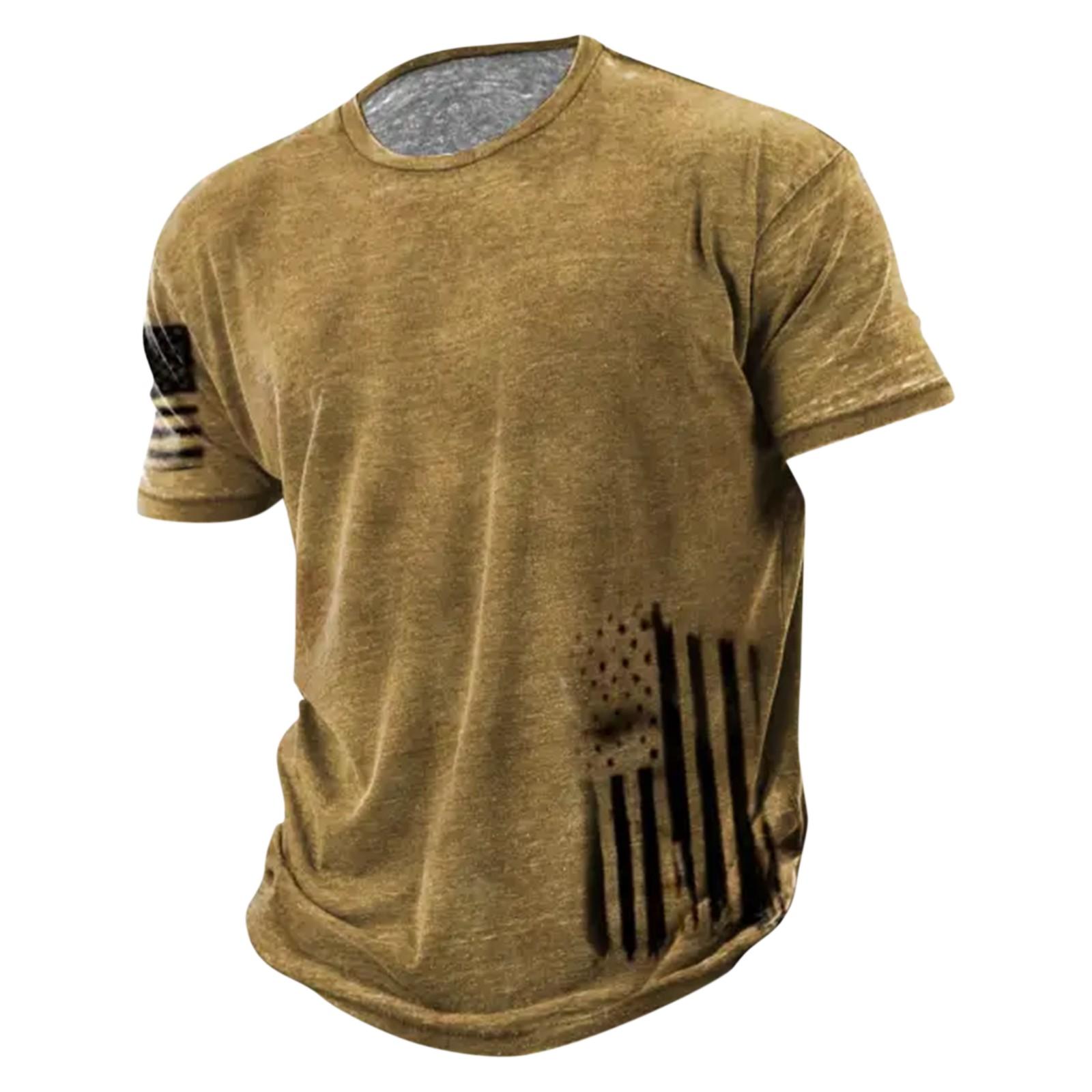 Мужская повседневная футболка с короткими рукавами и нижней рубашкой с рукавами реглан XL хаки