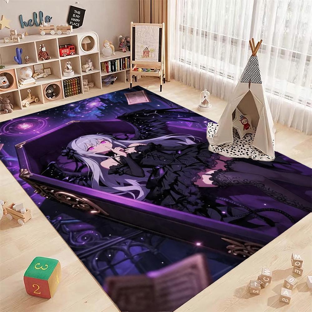 Twin Catgirls Black Lingerie Printed Rug Thick Nonslip Carpet For Gaming Room Study Living Room Home Party Decor Christmas Gift