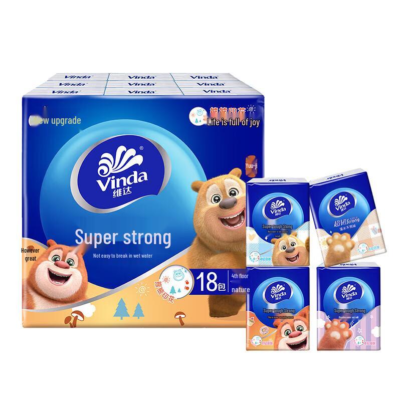 Vinda Ultra-Strong 4-Ply Pocket Tissues, Boonie Bears Edition
