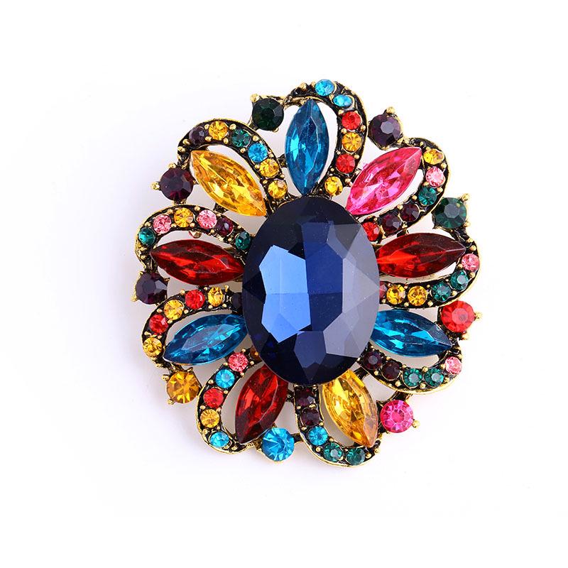 Crystal Glass Brooch - Fashionable European & American Style Pin for Men and Women