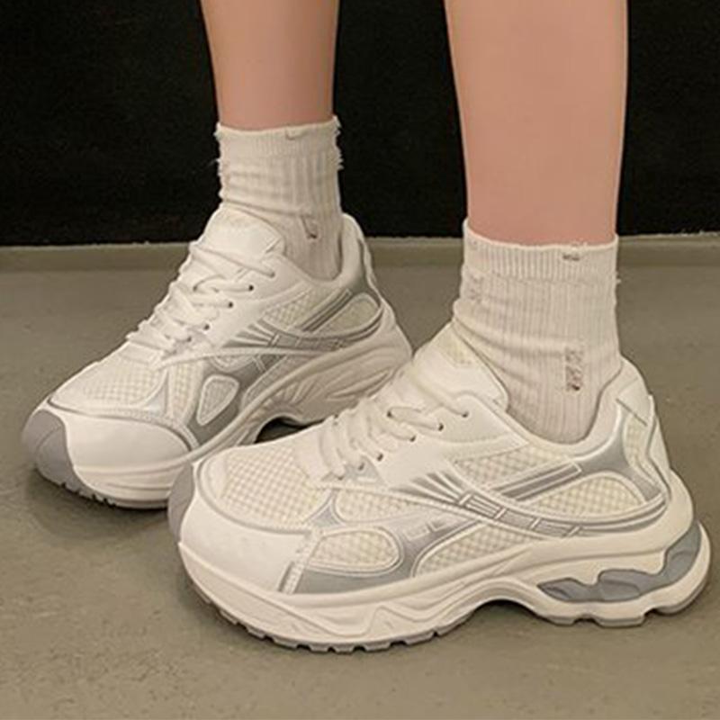 Fashion Spring Autumn Breathable Mesh Sneakers Women Mix Color Lace Up Sports Shoes Woman Wear Resistant Platform Casual Shoes Mujer