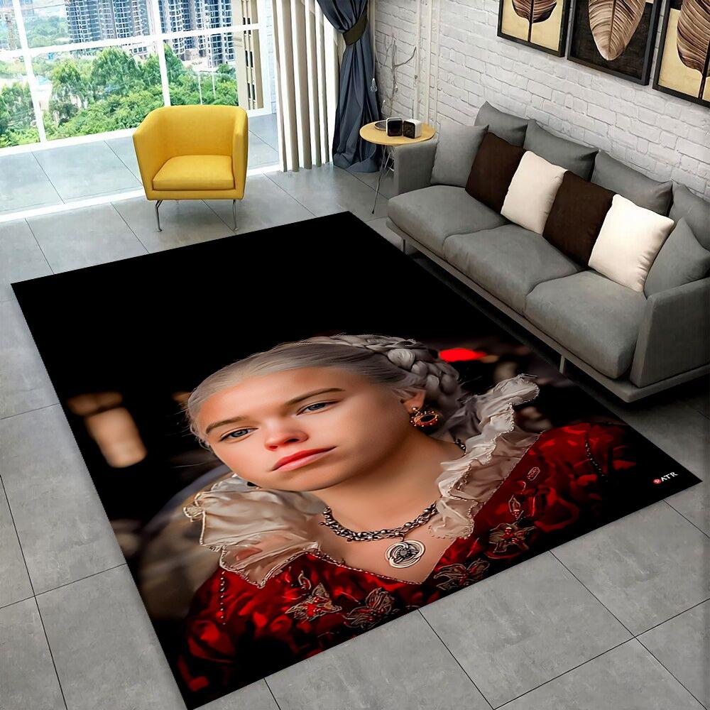Tappeto Area Tappeto Tappeto TV Film House of The Dragon per Casa Soggiorno Camera da Letto Divano Zerbino Decorazioni, Tappetino Antiscivolo per Giochi Bambini 3D