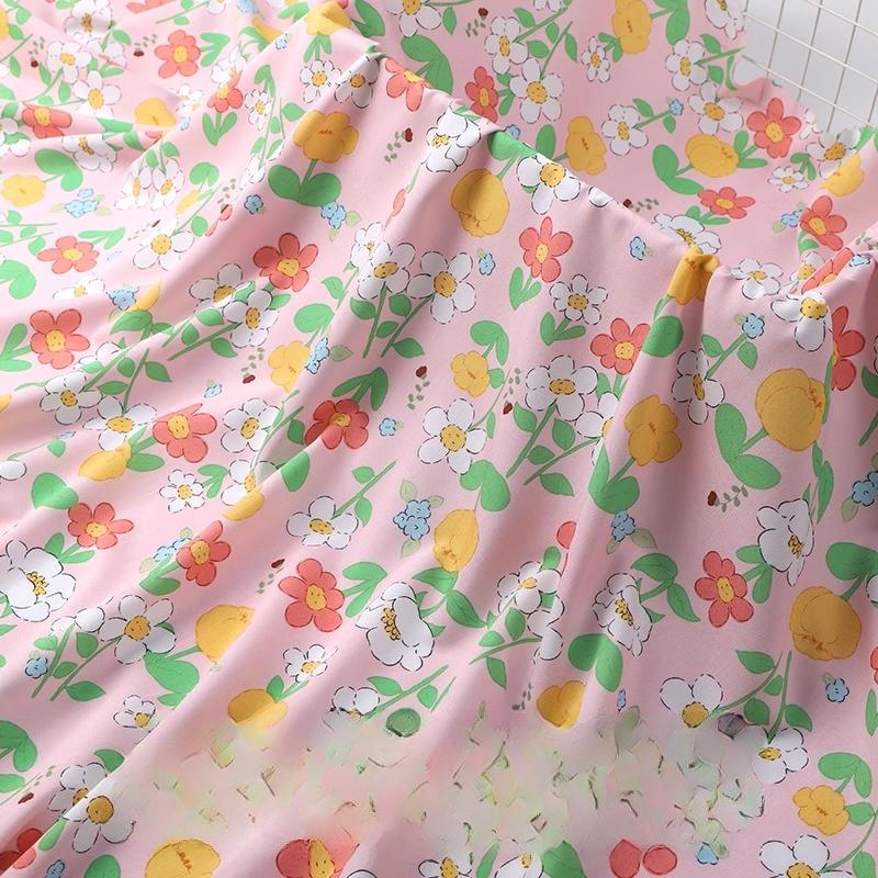 Wide 143cm Summer Cotton Fabric for DIY Sewing Children's Pajamas Clothes Cheongsam Super Soft Floral Cartoon Fabric