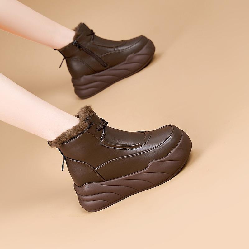 Martin Boots Women's Autumn and Winter New Versatile Thick-soled Heightening Snow Cotton Warm Short Boots Snow Boots