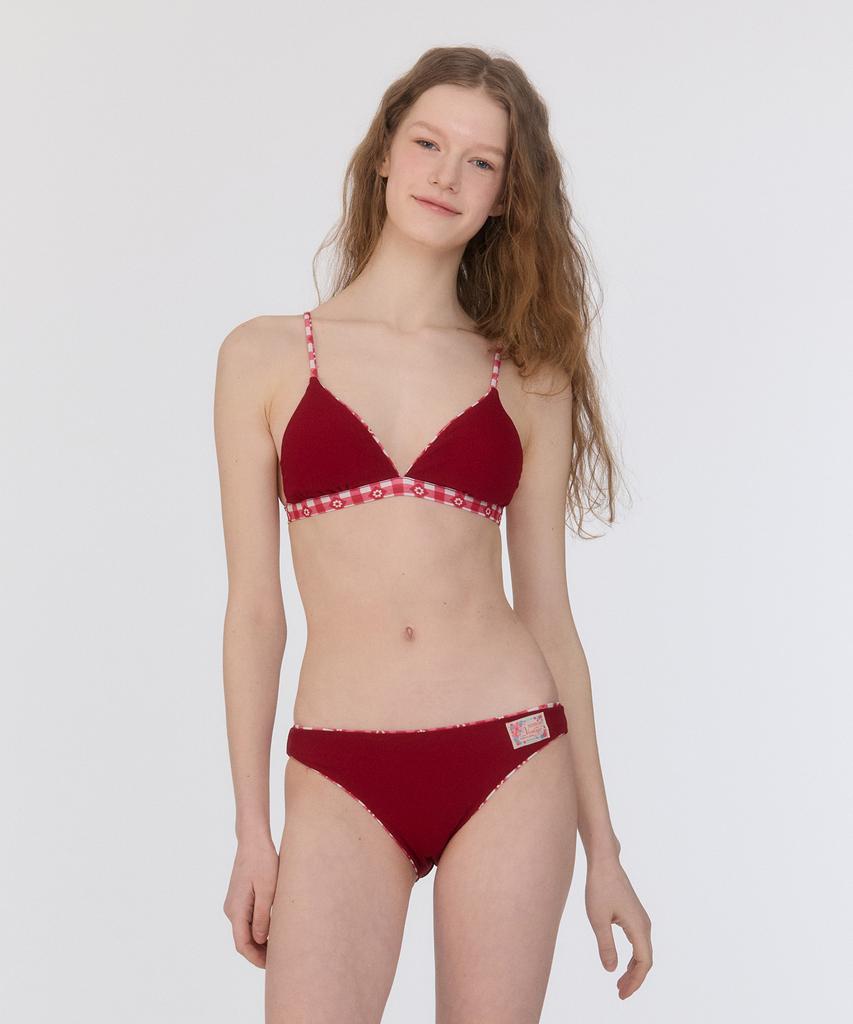Lupeulupeu Triangle Reversible Bikini Top [Gingham Cottage Red]