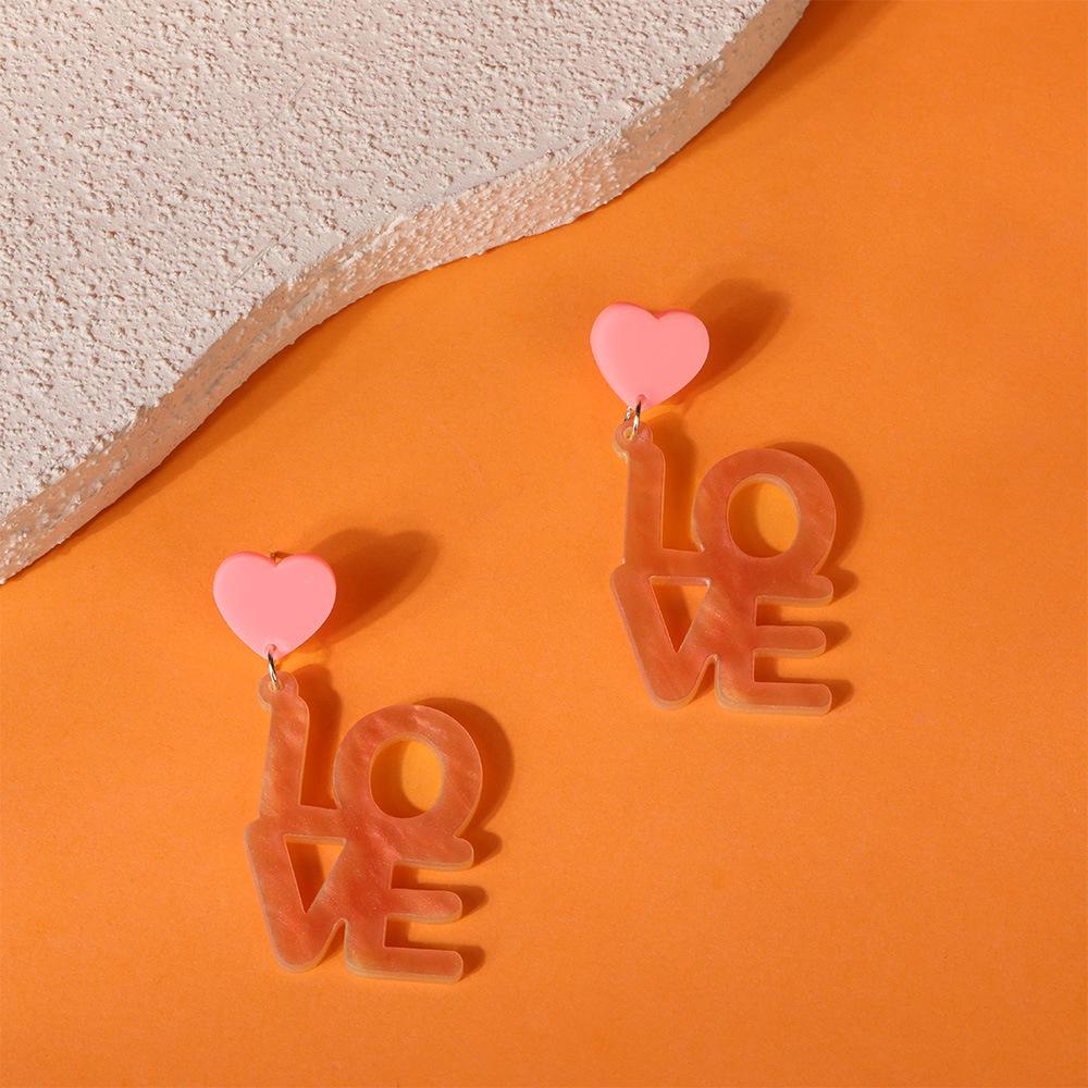 Fully Managed Environmentally Friendly Acrylic Earrings, Fashionable And Romantic Love Love Stud Earrings