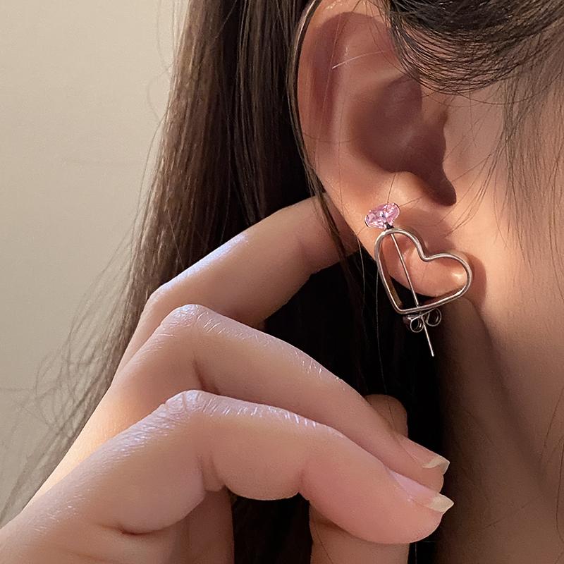 ANENJERY Mode Ausschnitt Herz Ohrringe für Frauen Schmuck Silber Ohrringe Verlobung Hochzeit Paar Geschenke