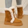 Fashion Khaki Platform Versatile Tall Snow Boots Women's 2025 Autumn and Winter New Warm and Heightening Snow Boots Cotton Shoes