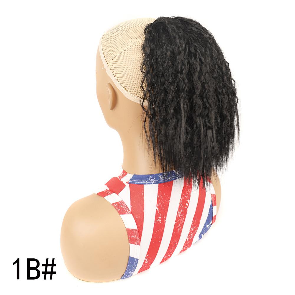 Хвосты Пышные Кудрявые Короткие Волосы Наращивание Хвоста Натуральный Черный Синий Шнурок Женские Синтетические Пряди