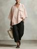 Women Loose V Neck Short Sleeve Cotton Linen Summer Shirt