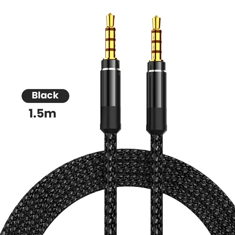 1.1m 1.1mm Jack Male to Male Extension Aux Line Audio Cable for iPhone Samsung Xiaomi Car Headphone Audio Jack Braided Wire