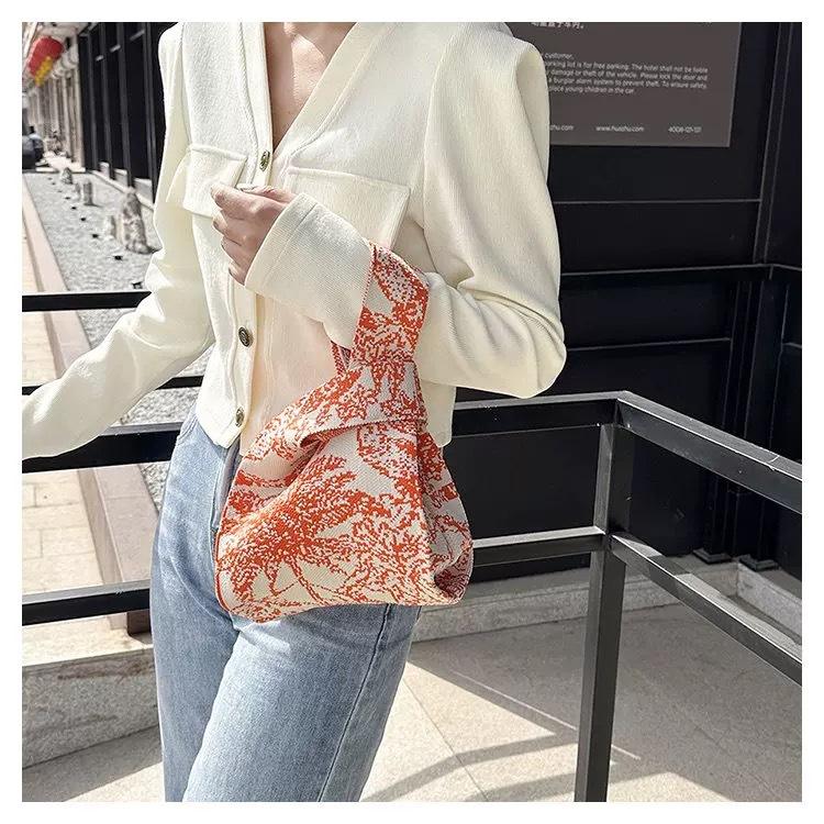 New girl knitted bag handbag shoulder bag tote bag fashion style trend personality leisure bag