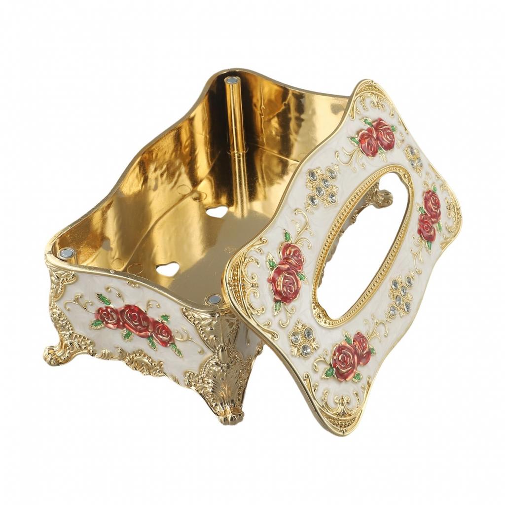 Elegancki Pojemnik na Chusteczki Serwetnik Wykwintny Ręcznie Malowany Wzór