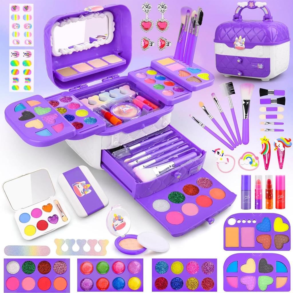 VCYCTO Makeup Toy for Kids Cosmetic Princess Kids Makeup Toy Washable Makeup Birthday Gift for Girls Ages and Christmas Gift Set, Girls, Makeup, Set,
