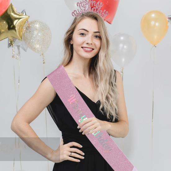 Regali Per Compleanno 18 Anni Ragazza Corona E Sciarpa Per 18 Anni - Tiara Di Cristallo Con Fascia 'Happy Birthday' - Per Feste E Foto Sciarpa Happy Birthday