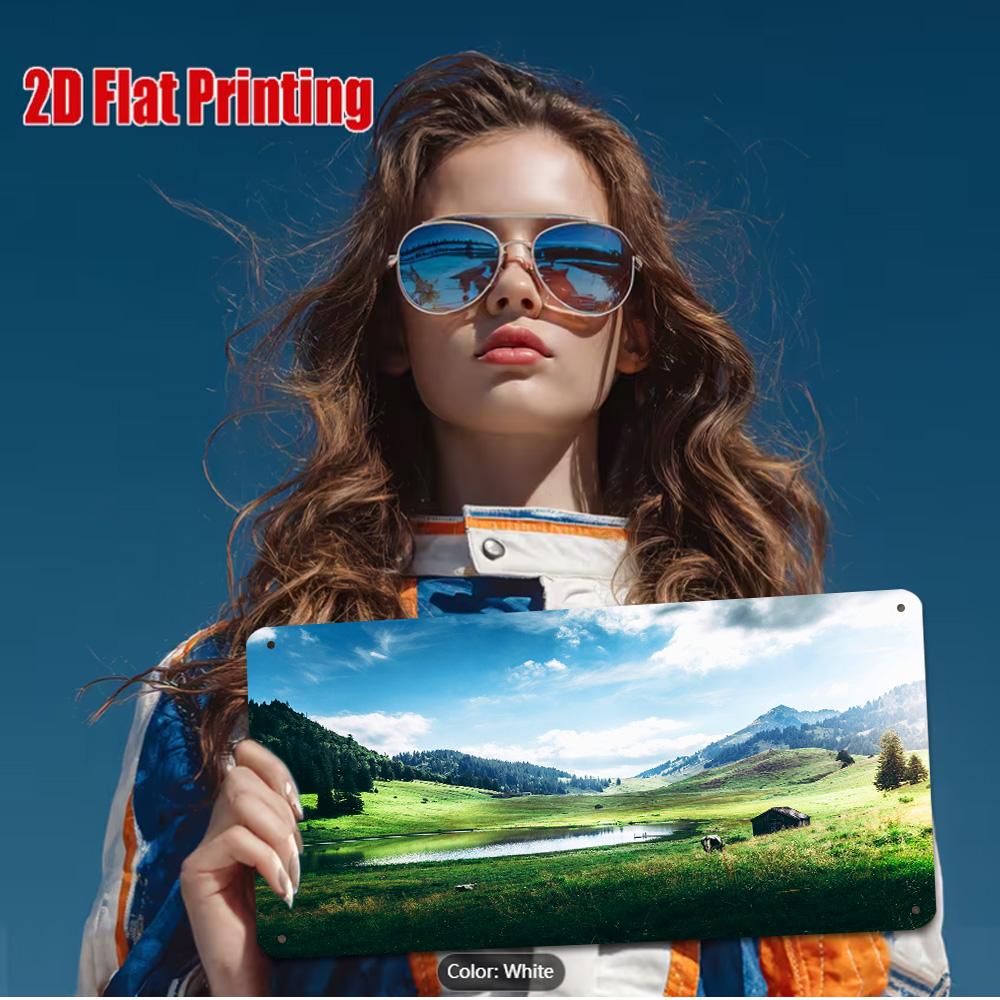 

HD Metal Tin Sign Mountain Lake Green Pasture Nature Scenery Wall Decor 15x30cm(5.9x7.8inch)