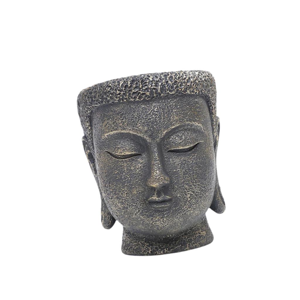 Buddha Head Resin Planter Modern Decorative Flowerpot Statue for Home Office Desktop Garden