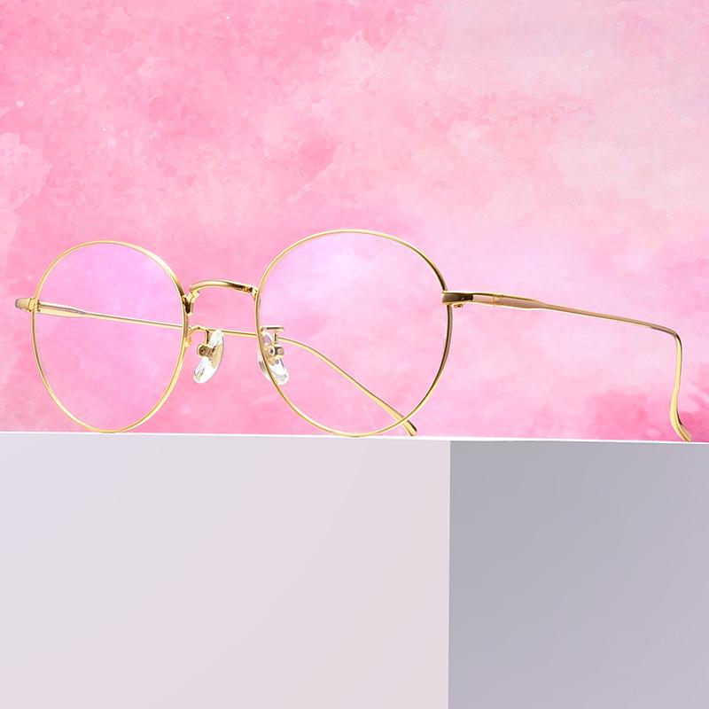 Ultralight Pure Titanium Rim Eyeglasses for Women - Xiaohongshu Style, Anti-Blue Light, Retro, Myopia Compatible (Model 1640)