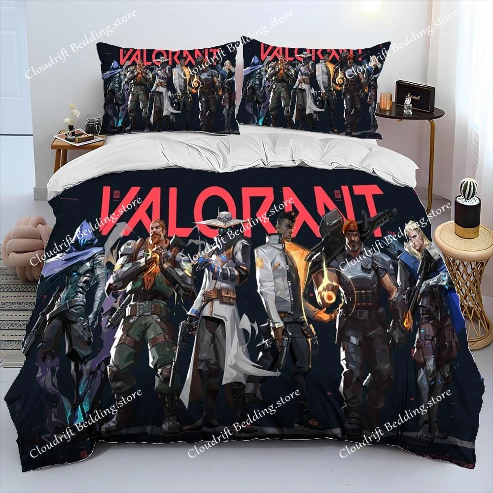 3D VALORANT Game Gamer Cartoon Comforter Bedding Set,Duvet Cover Bed Set Quilt Cover Pillowcase,king Queen Size Bedding Set Kids
